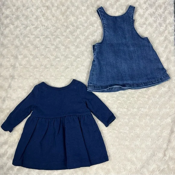 Carter’s Baby Girl Dress Bundle Size 3 Months Denim Jumper Sequin Heart - Picture 4 of 5